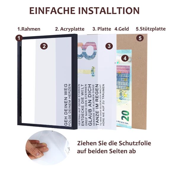 EngGlück 18. Geburtstag Junge Mädchen Geschenk, Bilderrahmen Geldgeschenk zum18. Geburtstag Karte Geschenkideen Geburtstagsgeschenk 18 Jahre Größe Din A4 (18. Geburtstag)