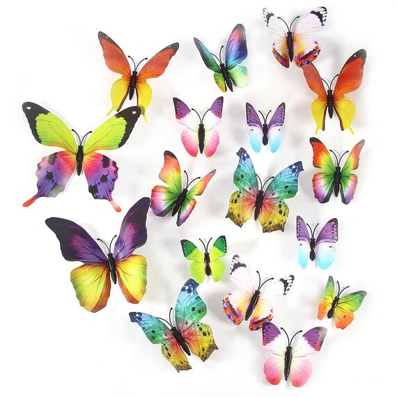 Foonii 72 PCS 3D Schmetterlinge Wanddeko Aufkleber Abziehbilder,schlagfestem Kunststoff Schmetterling Dekorationen, Wand-Dekor Verschiedene Muster