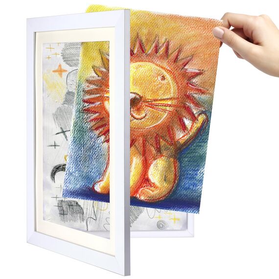 Mkitnvy Bilderrahmen Kinderzeichnungen,Frontöffnung Kunstfotorahmen für Kinder Bilder, Acryl-Kunst-Rahmen A4 Zum öffnen, Kunstrahmen Frontöffnung,kann platziert werden mit ca. 50-150 Bildern, Weiss