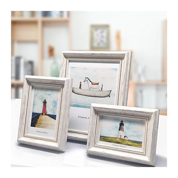 HUIXIANG Bilderrahmen 15x20 Vintage Fotorahmen mit Retro Bilderrahmen Rustikal für Foto 15 x 20cm Aufgehängt Oder Tischplatte Geschenk für Hochzeit Jahrestag Geburtstagsgeschenk Weiß