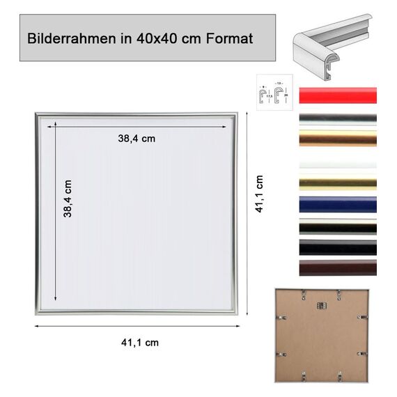 IDEAL TREND New Lifestyle Kunststoff Bilderrahmen quadratisch Foto Rahmen Picture Frame Collage: Farbe: Rot | Format: 40x40