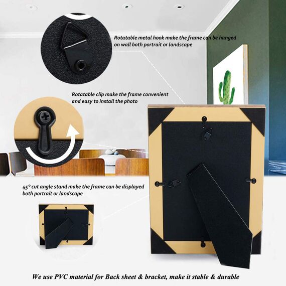 HUIXIANG Bilderrahmen 15x20 Vintage Fotorahmen Retro Bilderrahmen Rustikal für Foto 20x15cm Aufgehängt Oder Tischplatte Türkis/Blau