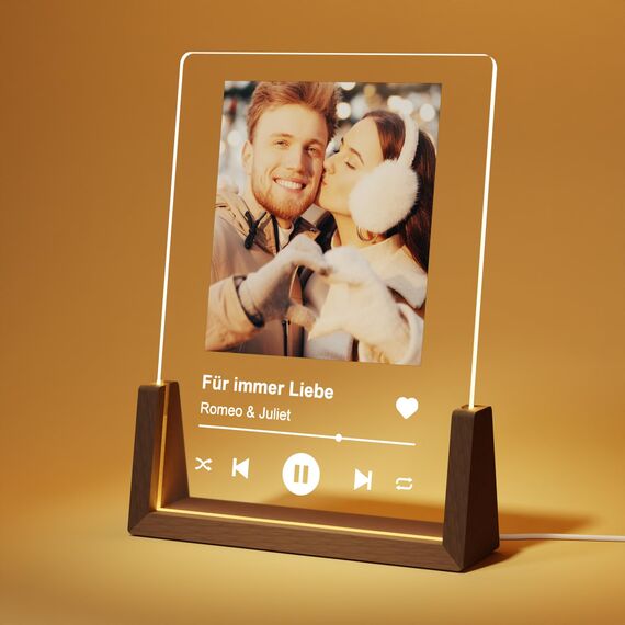 Giftove Valentinstag Geschenke für Ihn und Sie Spotify Glas Bild mit Foto - Personalisierte Geschenke für Frauen Freundin Partner Paare Pärchen - Foto Geschenk für Valentinstag, Jahrestag, Geburtstag