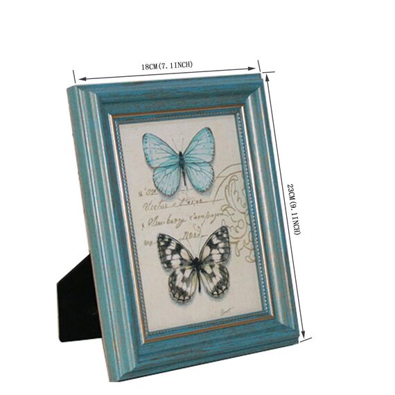 HUIXIANG Bilderrahmen 13x18cm Fotorahmen Vintage 18x13 Retro Bilderrahmen Rustikal für Fotos Aufgehängt Oder Aufgestellt Werden Schönes Türkis/Blau