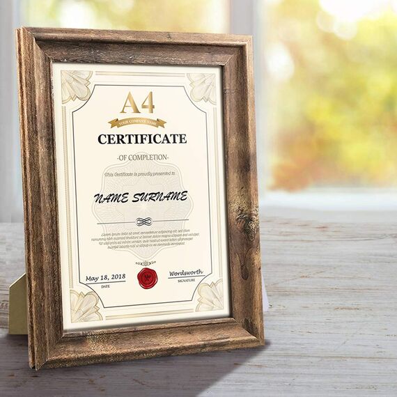 PETAFLOP Rustikaler Bilderrahmen A4 (21 x 29,7 CM) 2er Set, Wand- und Tischbilderrahmen, Braun