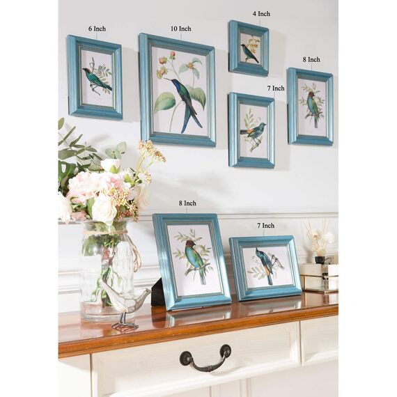 HUIXIANG Bilderrahmen 20x25 Fotorahmen Vintage Retro Bilderrahmen Rustikal für Fotos 25x20cm Aufgehängt Oder Aufgestellt Geschenk für Muttertag/Hochzeit Jahrestag Türkis/Blau