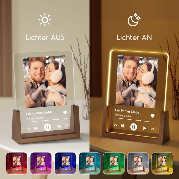 Giftove Valentinstag Geschenke für Ihn und Sie Spotify Glas Bild mit Foto - Personalisierte Geschenke für Frauen Freundin Partner Paare Pärchen - Foto Geschenk für Valentinstag, Jahrestag, Geburtstag