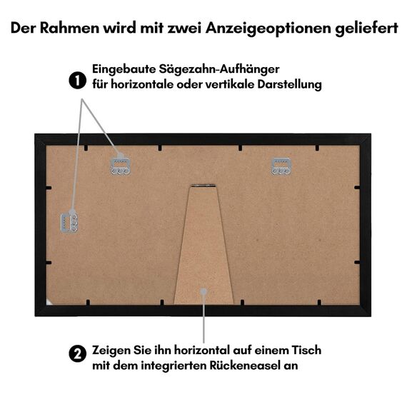 Americanflat Bilderrahmen Collage 13x18 cm Schwarz - Bilderrahmen 20x41 cm mit Passepartout für drei 13x18 cm Fotos - Fotorahmen für Mehrere Bilder der Familie - Verbundholz mit Bruchsicherem Glas
