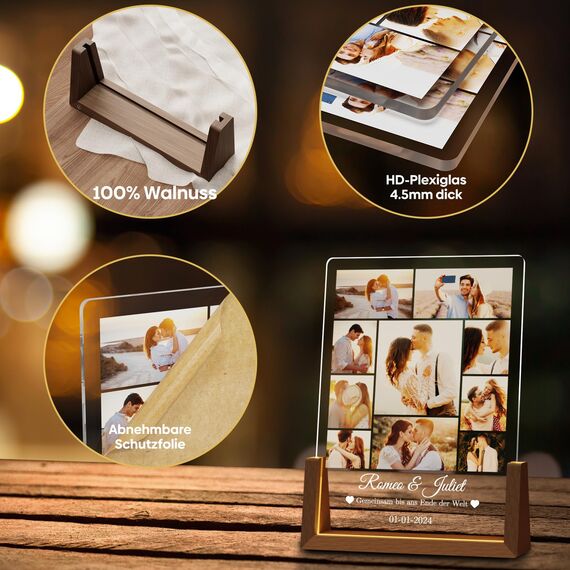 Giftove Valentinstagsgeschenk für Frauen Freundin Personalisiert LED Bilderrahmen - Personalisierte Geschenke für Valentinstag Geburtstag Jahrestag - Valentinstag Geschenke für Ihn, Sie, Männer, Paare