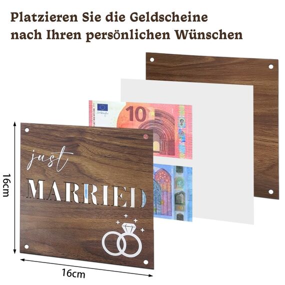 Geldgeschenk Hochzeit Holz I Just Married Hochzeitsgeschenk I Geldgeschenke I Hochzeitsgeschenke für Brautpaar Geld I Geldgeschenke Verpackung I Hochzeitskarte I Ausgefallene Hochzeitsgeschenke