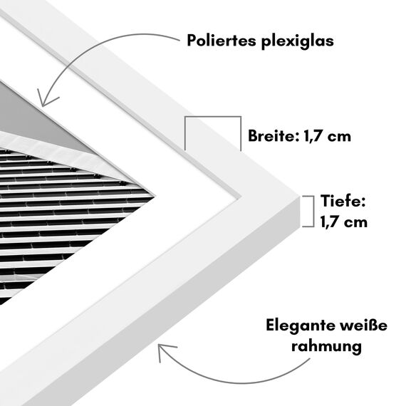 Americanflat Bilderrahmen 35x50 cm Weiß - Bilderrahmen 30x45 cm mit Passepartout - aus Kunststoff mit poliertem Plexi-Scheibe