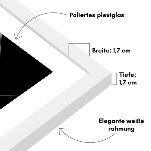 Americanflat Bilderrahmen 50x70 cm Weiß - Bilderrahmen 42x60 cm mit Passepartout - aus Kunststoff mit poliertem Plexi-Scheibe