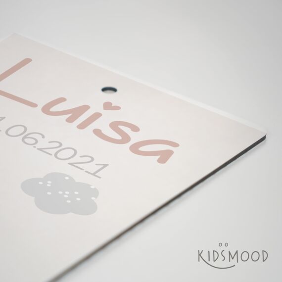 Kidsmood - Personalisierte Messlatte Kinder aus Aluverbund – Hochwertige Messleiste & Wand-Deko für Kinderzimmer mit niedlicher Eule – Tolles Taufgeschenk für Mädchen & Jungen - Skala 65-140cm