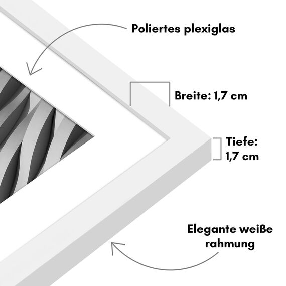 Americanflat Bilderrahmen 50x60 cm Weiß - Bilderrahmen 40x50 cm mit Passepartout - aus Kunststoff mit poliertem Plexi-Scheibe