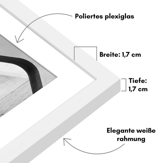 Americanflat Bilderrahmen 60x60 cm Weiß - Bilderrahmen 50x50 cm mit Passepartout - aus Kunststoff mit poliertem Plexi-Scheibe
