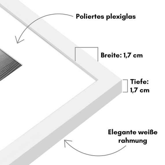 Americanflat Bilderrahmen 40x60 cm Weiß - Bilderrahmen 30x45 cm mit Passepartout - aus Kunststoff mit poliertem Plexi-Scheibe