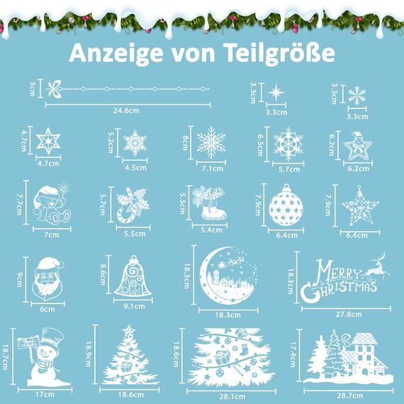 Fensterbilder Weihnachten Selbstklebend Schneeflocken Fensterdeko 202PCS - Nepfaivy Wiederverwendbare Statische Weihnachtsfensterbilder, Winter Fenstersticker Schneeflocken Fensteraufkleber Deko