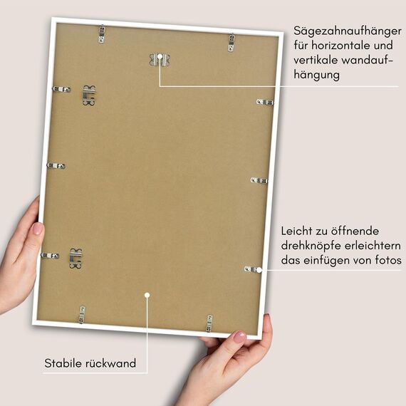 Americanflat Bilderrahmen 45x60 cm Weiß - Bilderrahmen 35x50 cm mit Passepartout - aus Kunststoff mit poliertem Plexi-Scheibe