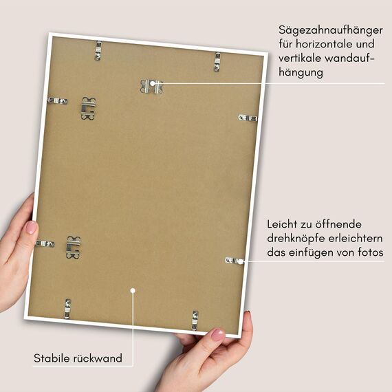 Americanflat Bilderrahmen 40x50 cm Weiß - Bilderrahmen 35x45 cm mit Passepartout - aus Kunststoff mit poliertem Plexi-Scheibe
