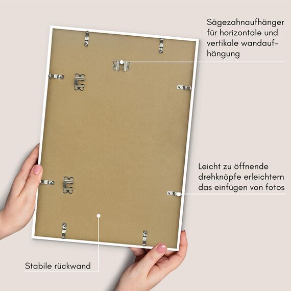 Americanflat Bilderrahmen 35x50 cm Weiß - Bilderrahmen 30x45 cm mit Passepartout - aus Kunststoff mit poliertem Plexi-Scheibe
