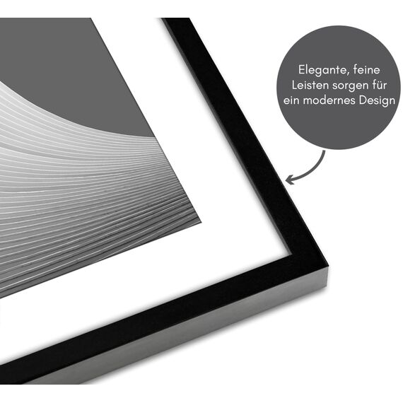 Americanflat Bilderrahmen 30x40 cm Schwarz - Bilderrahmen 20x30 cm mit Passepartout - aus Kunststoff mit bruchsicherer Scheibe