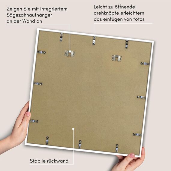 Americanflat Bilderrahmen 60x60 cm Weiß - Bilderrahmen 50x50 cm mit Passepartout - aus Kunststoff mit poliertem Plexi-Scheibe