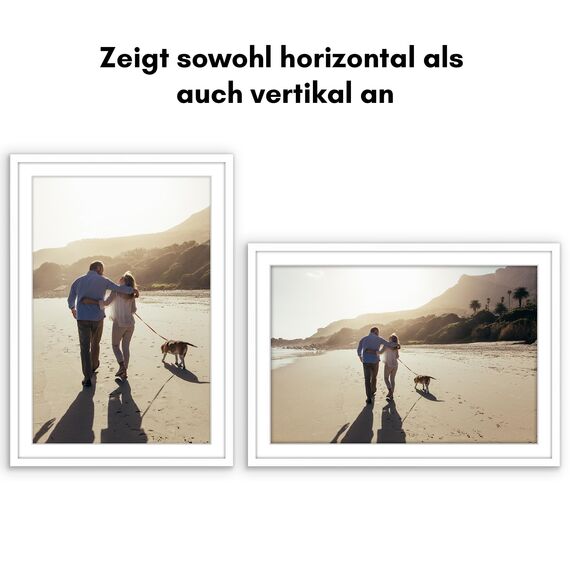 Americanflat Bilderrahmen 35x50 cm Weiß - Bilderrahmen 30x45 cm mit Passepartout - aus Kunststoff mit poliertem Plexi-Scheibe