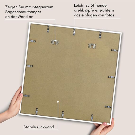 Americanflat Bilderrahmen 70x70 cm Weiß - Bilderrahmen 60x60 cm mit Passepartout - aus Kunststoff mit poliertem Plexi-Scheibe