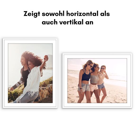 Americanflat Bilderrahmen 70x90 cm Weiß - Bilderrahmen 60x80 cm mit Passepartout - aus Kunststoff mit poliertem Plexi-Scheibe