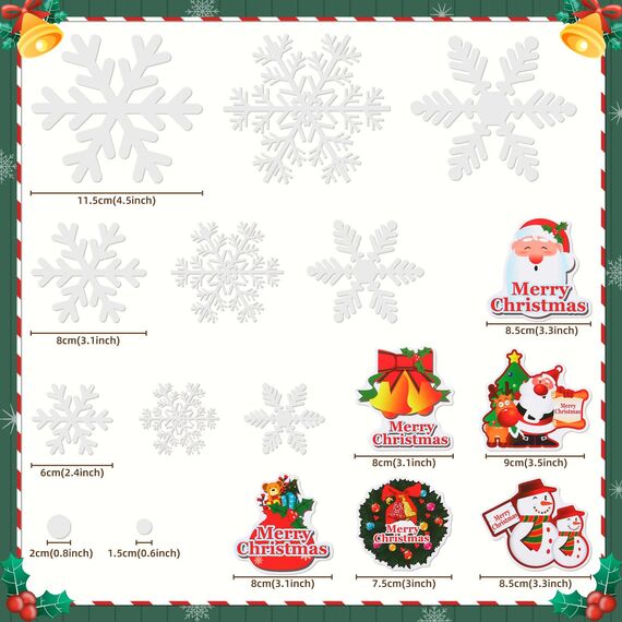 Naler 85 Schneeflocken Fensterbild Abnehmbare Fensterdeko Statisch Haftende PVC Aufkleber Winter Dekoration