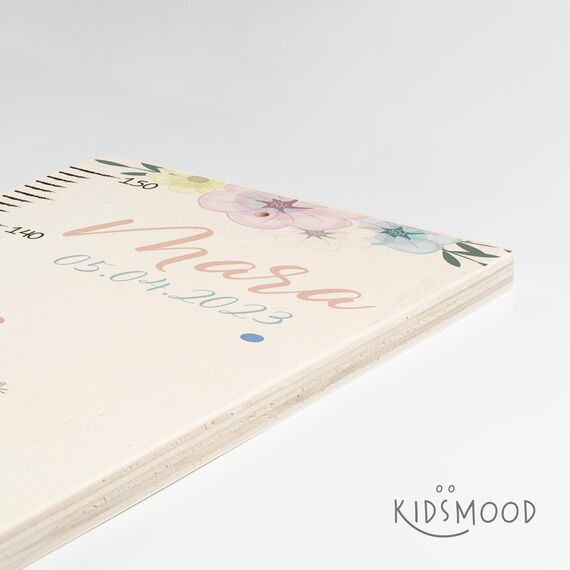 Kidsmood - Personalisierte Messlatte Kinder aus Holz – Hochwertige Messleiste & Wand-Deko für Baby- & Kinderzimmer mit abenteuerlichem Fuchs – Tolles Taufgeschenk für Mädchen & Jungen - Skala 65-140cm