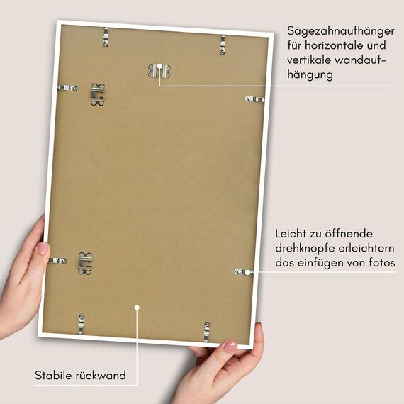 Americanflat Bilderrahmen 40x60 cm Weiß - Bilderrahmen 30x45 cm mit Passepartout - aus Kunststoff mit poliertem Plexi-Scheibe