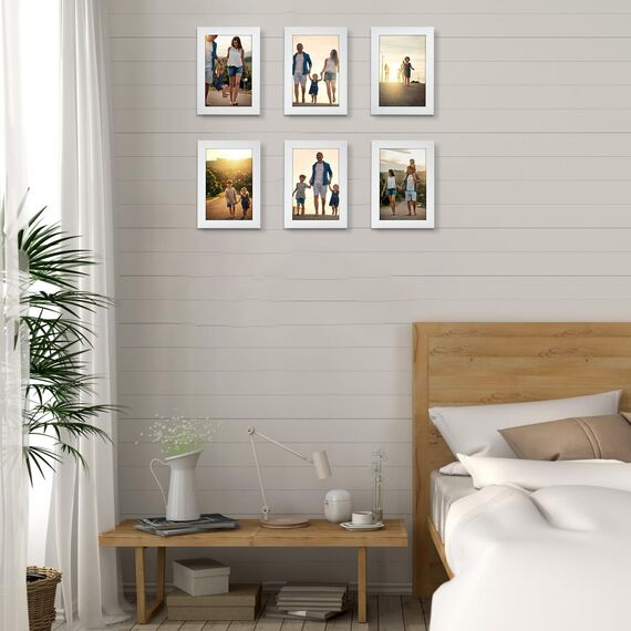 HORLIMER 15er Set Bilderrahmen 10x15 Weiß, MDF Fotorahmen Collage für 15x10 cm Fotos und Bilder, Elegante und Moderne Rahmen für Wand- und Tischaufstellung