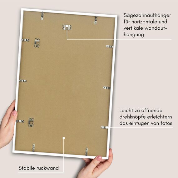 Americanflat Bilderrahmen 50x75 cm Weiß - Bilderrahmen 40x60 cm mit Passepartout - aus Kunststoff mit poliertem Plexi-Scheibe