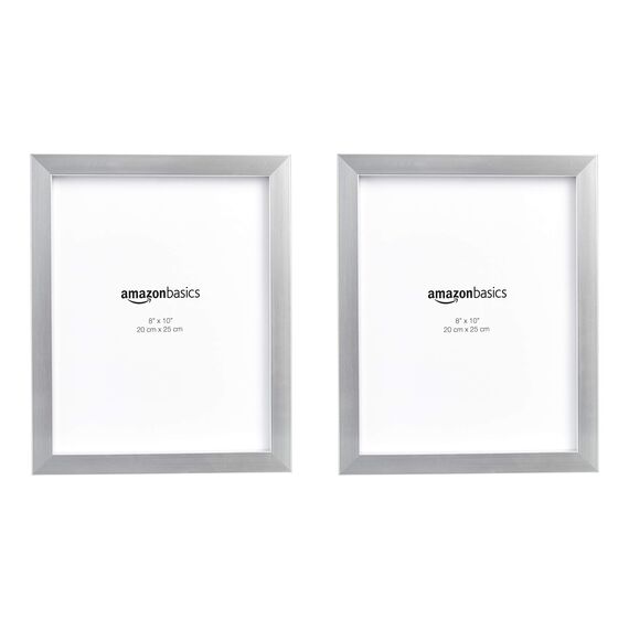 Amazon Basics Fotorahmen Rechteckig, 2 Stück, 20 x 25 cm, Nickelfarben