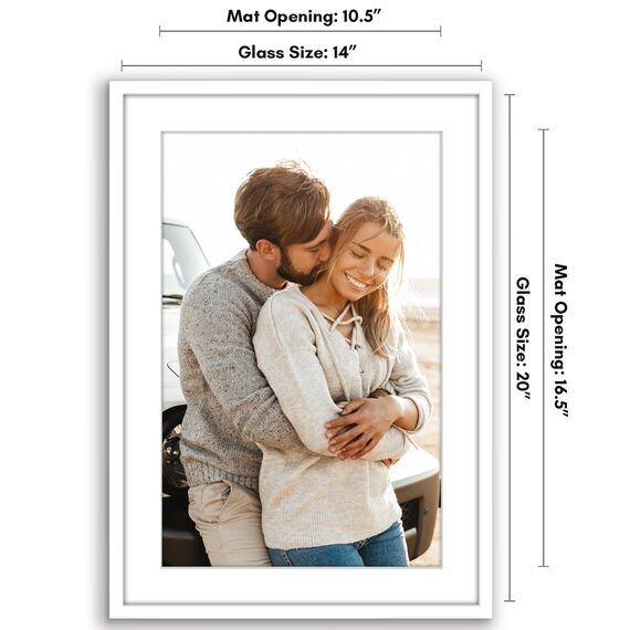 Americanflat Bilderrahmen 35x50 cm Weiß - Bilderrahmen 30x45 cm mit Passepartout - aus Kunststoff mit poliertem Plexi-Scheibe