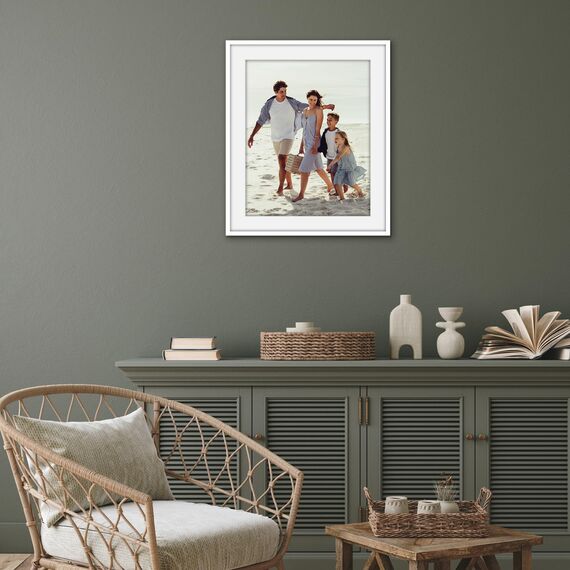 Americanflat Bilderrahmen 50x60 cm Weiß - Bilderrahmen 40x50 cm mit Passepartout - aus Kunststoff mit poliertem Plexi-Scheibe