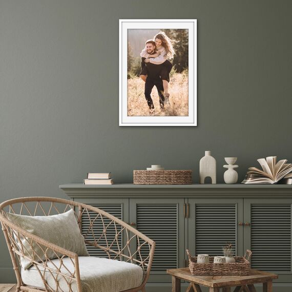 Americanflat Bilderrahmen 50x70 cm Weiß - Bilderrahmen 42x60 cm mit Passepartout - aus Kunststoff mit poliertem Plexi-Scheibe