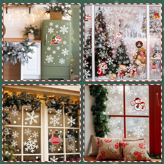Naler 85 Schneeflocken Fensterbild Abnehmbare Fensterdeko Statisch Haftende PVC Aufkleber Winter Dekoration