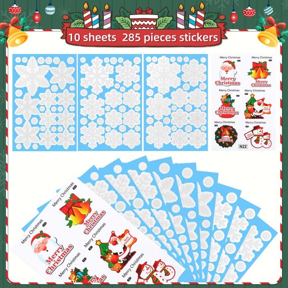 Naler 85 Schneeflocken Fensterbild Abnehmbare Fensterdeko Statisch Haftende PVC Aufkleber Winter Dekoration