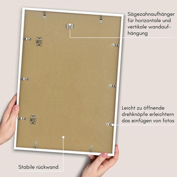 Americanflat Bilderrahmen 50x70 cm Weiß - Bilderrahmen 42x60 cm mit Passepartout - aus Kunststoff mit poliertem Plexi-Scheibe