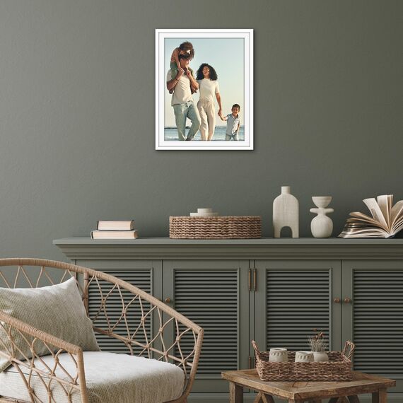 Americanflat Bilderrahmen 40x50 cm Weiß - Bilderrahmen 35x45 cm mit Passepartout - aus Kunststoff mit poliertem Plexi-Scheibe