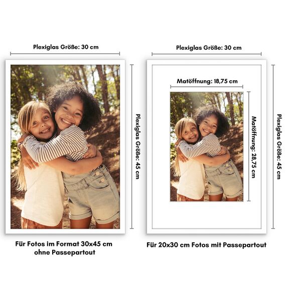 Americanflat Bilderrahmen 30x45 cm Weiß - Bilderrahmen 20x30 cm mit Passepartout - aus Kunststoff mit poliertem Plexi-Scheibe