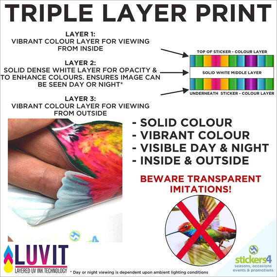 Stickers4 Vogelaufkleber für Fensterscheiben zum Schutz gegen Vogelschlag | Vogelschutz Fenster | 16 x Schöne Kolibri-Glasaufkleber, doppelseitig und selbstklebend zum Schutz gegen Vogelkollisionen