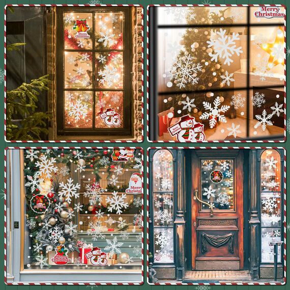Naler 85 Schneeflocken Fensterbild Abnehmbare Fensterdeko Statisch Haftende PVC Aufkleber Winter Dekoration