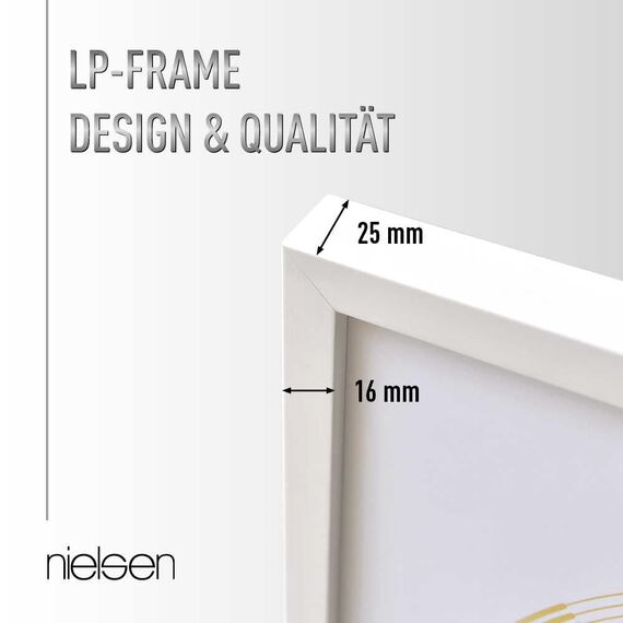 nielsen Schallplatten Rahmen, 31,4 x 31,6 cm, Holz, Reinweiß, Vinyl Rahmen zum Aufhängen im Hoch- & Querformat, bruchsicheres Kunstglas, Vinyl Holz