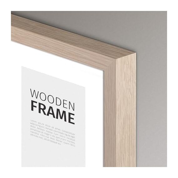 NESCL Bilderrahmen für DIN A3 30 x 42 cm Natur Holz Eiche Dünner Rahmen | Posterrahmen Groß Collage | Amerikanische Weiß-Eiche Picture Frame 29,7 x 42cm mit Acrylglas-Frontplatte, 1-Pack