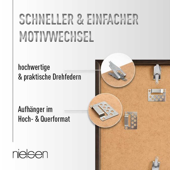 nielsen Schallplatten Rahmen, 31,4 x 31,6 cm, Holz, Schwarz, Vinyl Rahmen zum Aufhängen im Hoch- & Querformat, bruchsicheres Kunstglas, Vinyl Holz