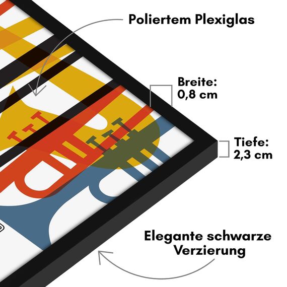 Americanflat 32x32 Schallplatten Rahmen Wand - Vinyl Rahmen mit Poliertem Plexi-Scheibe und Schlankem Minimalistischem Design - zur Wandmontage - Inklusive Aufhängevorrichtung
