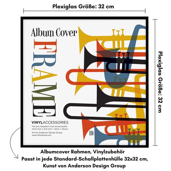 Americanflat 32x32 Schallplatten Rahmen Wand - Vinyl Rahmen mit Poliertem Plexi-Scheibe und Schlankem Minimalistischem Design - zur Wandmontage - Inklusive Aufhängevorrichtung